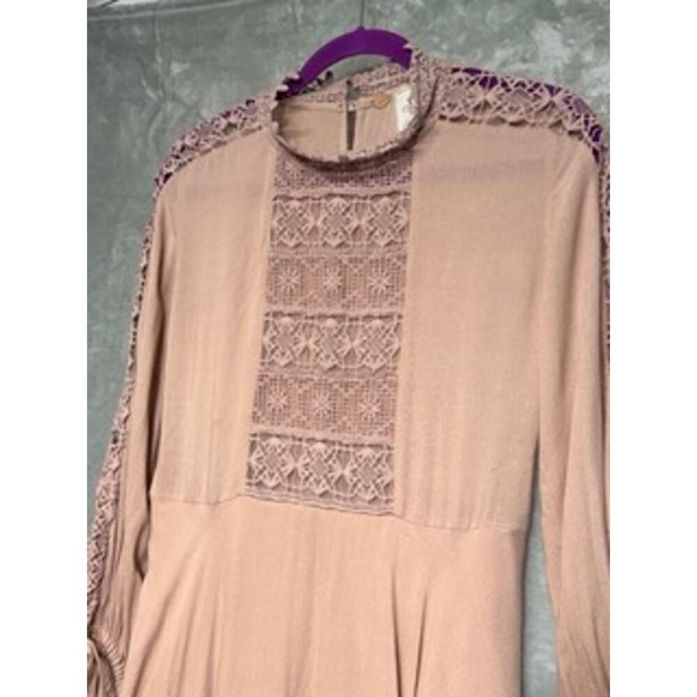 Free People FP One Blush Lace Boho Tunic Dress Women's L - Picture 8 of 11